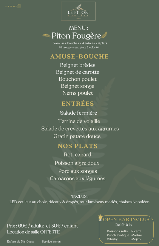Menu Mariage salle+traiteur